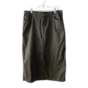 Vintage 90s Cotton Ginny Olive Green Pencil Skirt Size 13 Pockets Casual Y2K